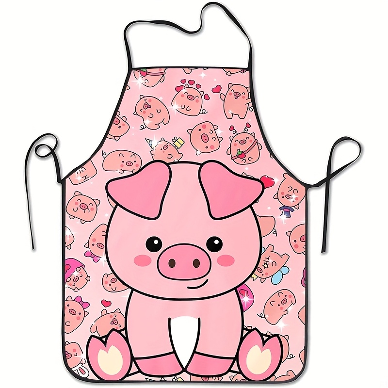 Mom'S Home Cooking - Cute Pink Pig Apron, Kawaii Animal
