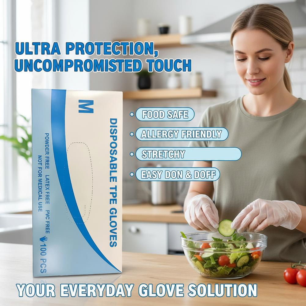 100pcs/set Disposable TPE Glov - Home Cooking Oil Disposal 评论和价格