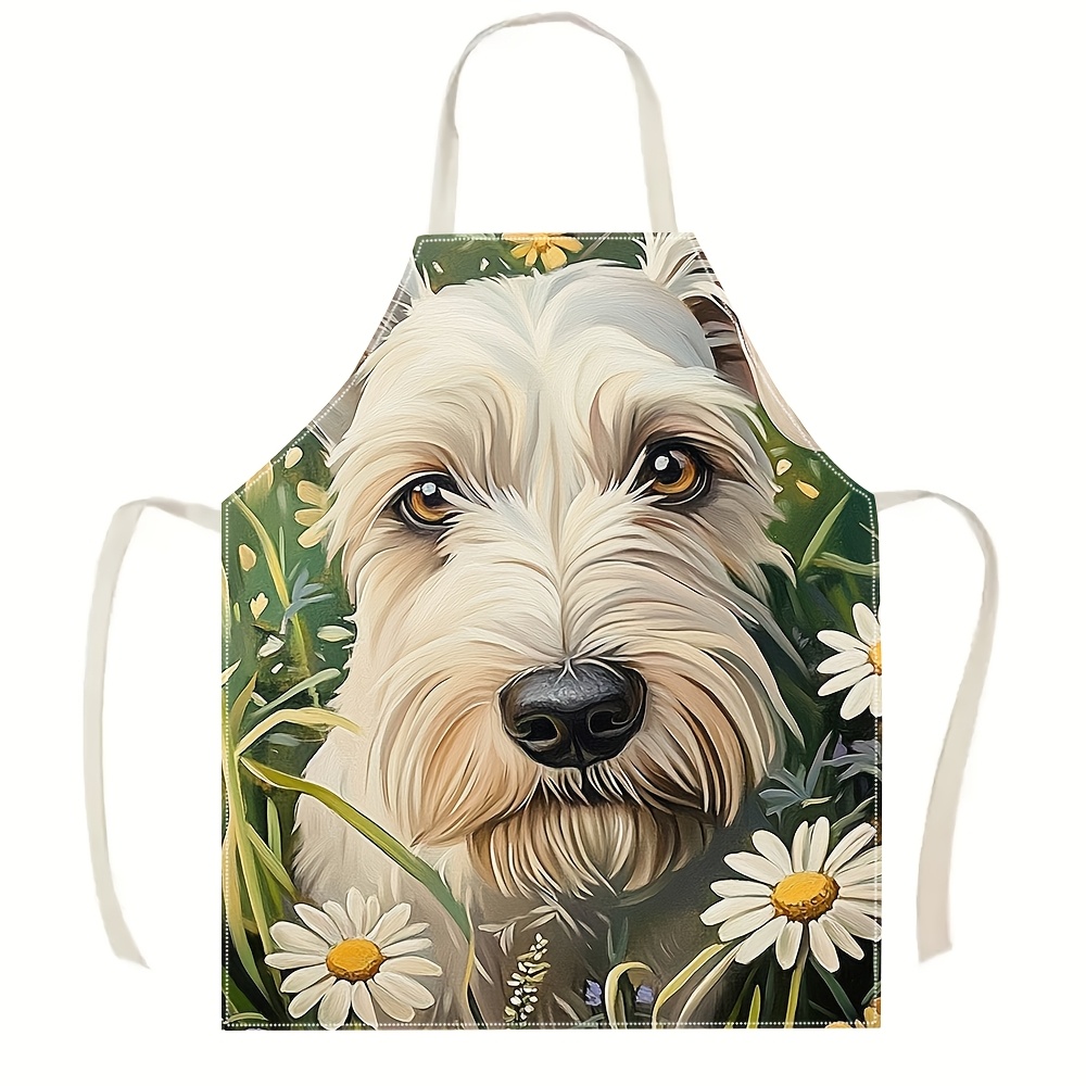 Cute White Dog Apron, Floral P - Mom'S Home Cooking 评论和价格