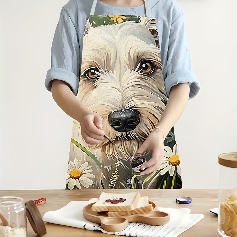 Cute White Dog Apron, Floral P - Mom'S Home Cooking 评论和价格
