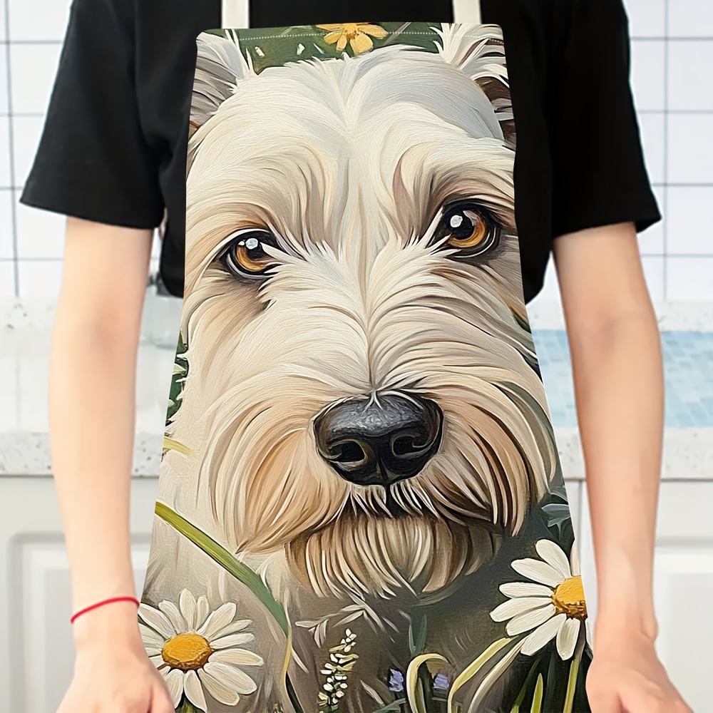 Cute White Dog Apron, Floral P - Mom'S Home Cooking 评论和价格
