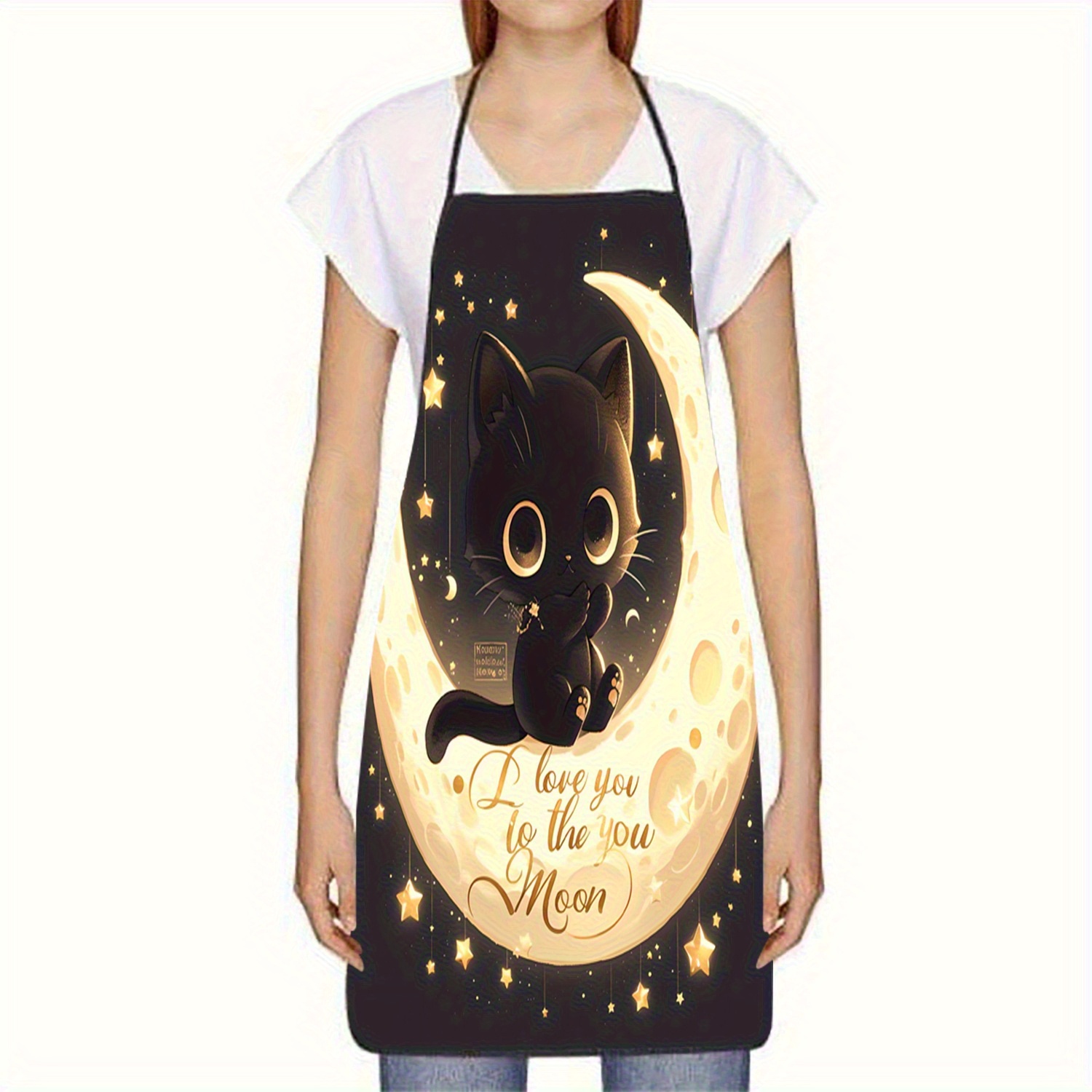 Cute Black Cat Moon Apron, I L - Mom'S Home Cooking 评论和价格