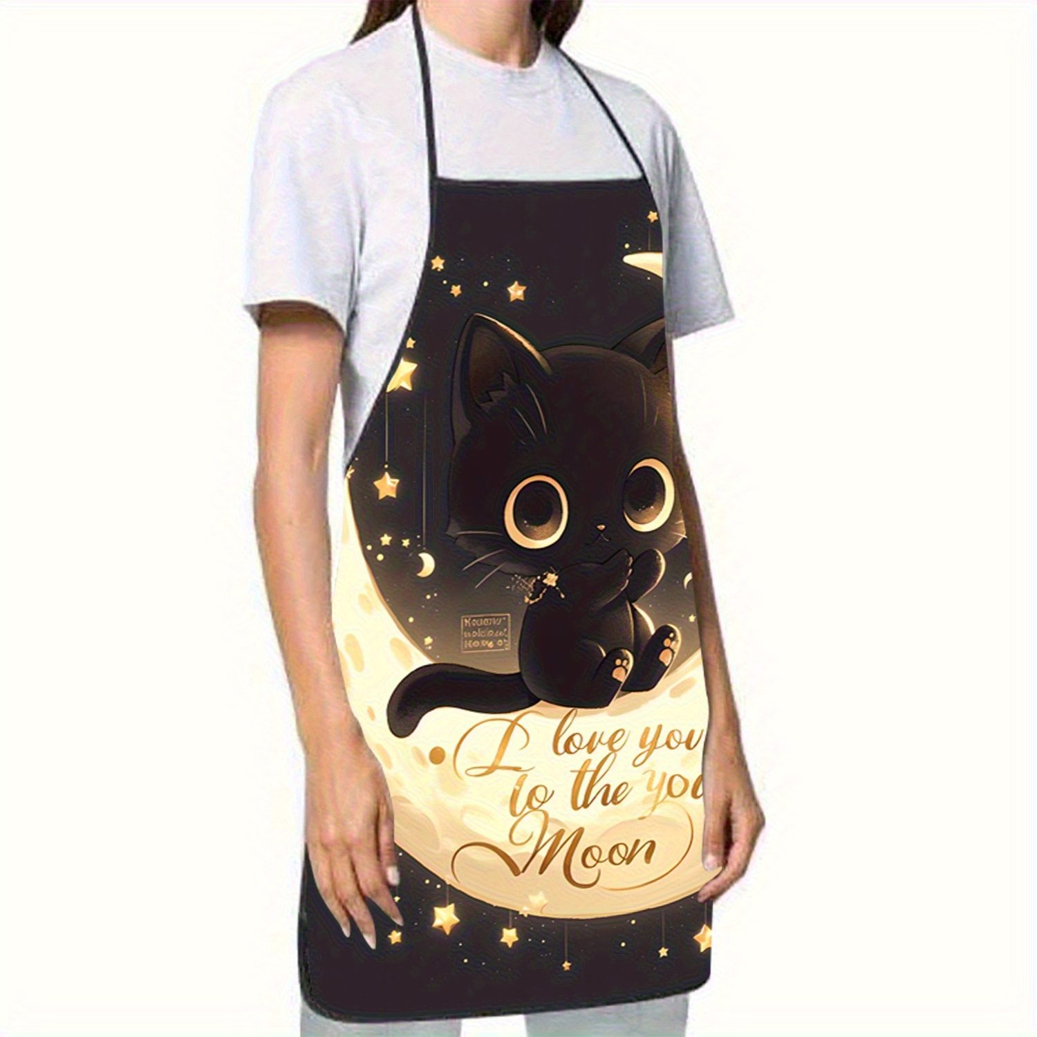 Cute Black Cat Moon Apron, I L - Mom'S Home Cooking 评论和价格