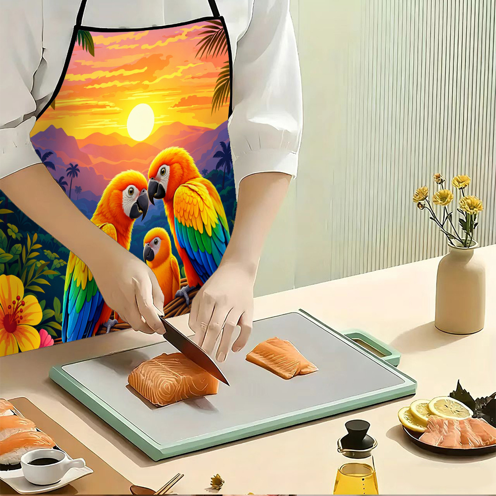 Colorful Parrot Family Apron,  - Mom'S Home Cooking 评论和价格