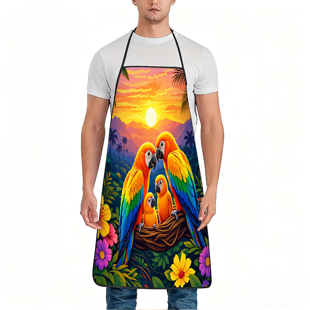 Colorful Parrot Family Apron,  - Mom'S Home Cooking 评论和价格