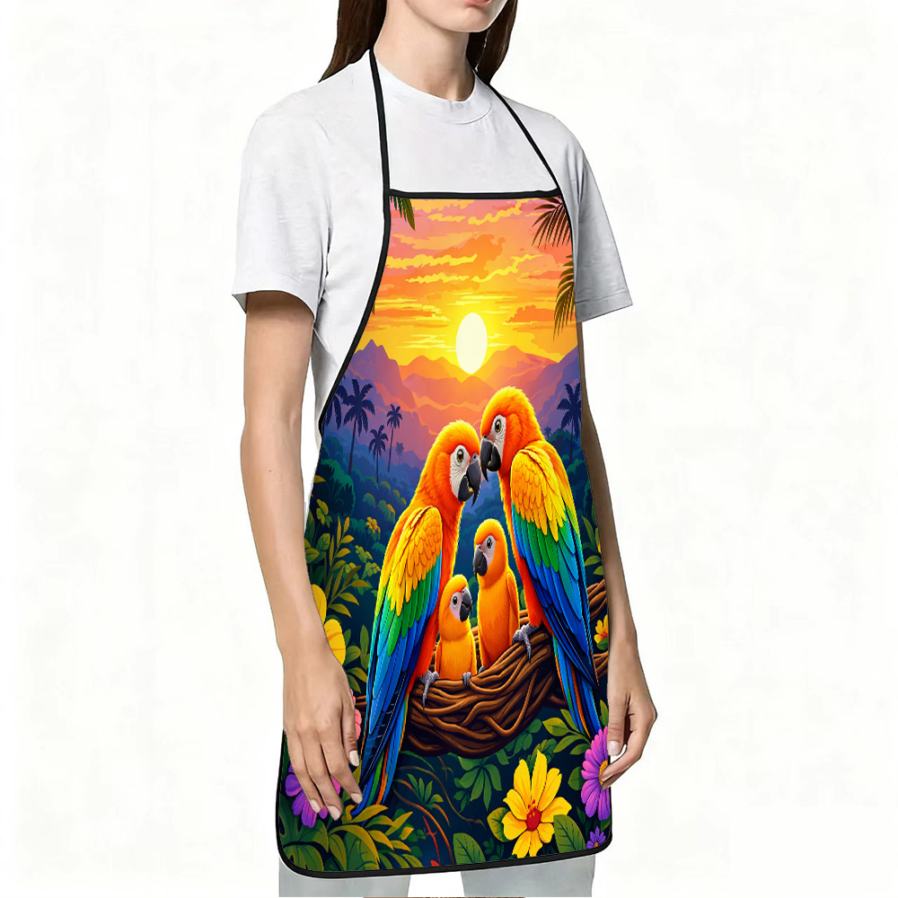 Colorful Parrot Family Apron,  - Mom'S Home Cooking 评论和价格